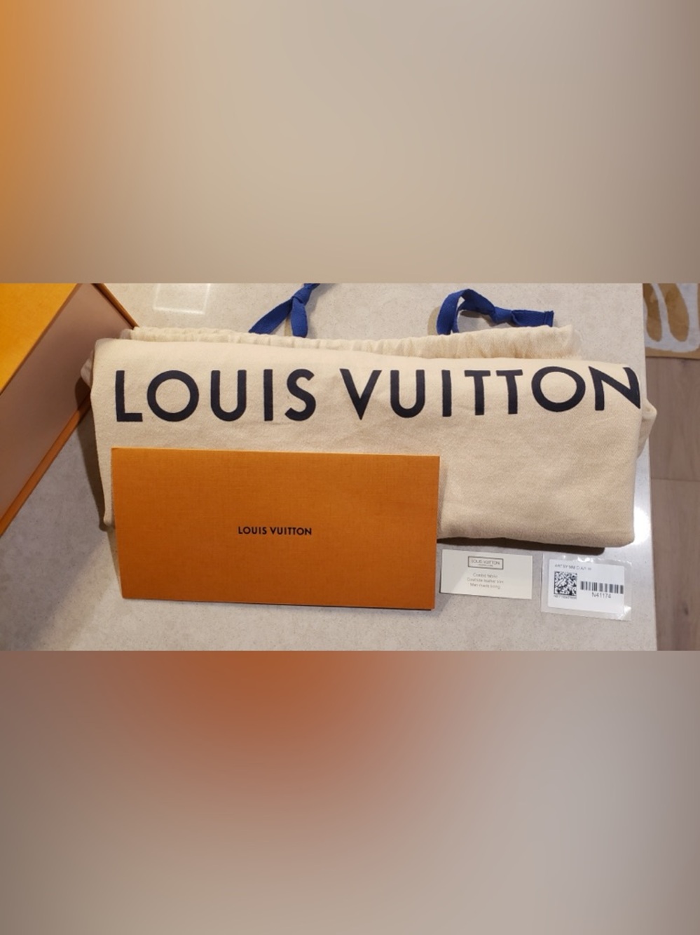 Louis Vuitton Damier Azur Check Hobo Shoulder Bag with Tan Trim - Picture 15 of 16